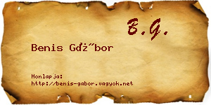 Benis Gábor névjegykártya